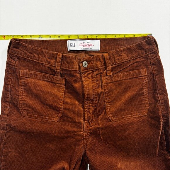 GAP 70s Flare High Rise Corduroy Pants Brown 30 10 Long Retro Boho Chic Hippie - Picture 8 of 9